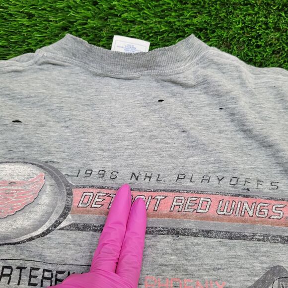 Vintage 1998 Detroit Red-Wings Shirt XL 24x28 Stanley-Cup Distressed - Picture 6 of 16